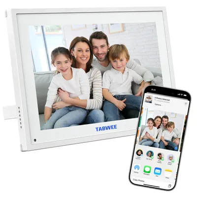 Zdjęcie produktu dla Cyfrowa ramka na zdjęcia TABWEE, 10 cali, z funkcją kalendarza, aplikacją, pamięcią 32 GB, Wi-Fi, wyświetlaczem HD (1280x800, 16:10) i synchronizacją z wieloma urządzeniami