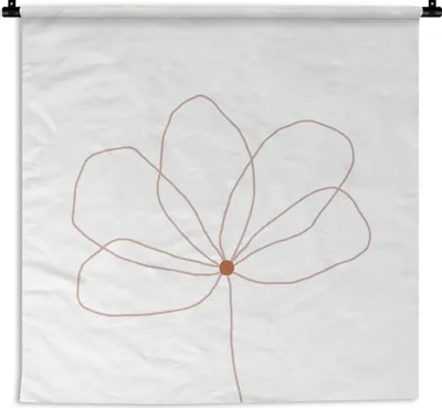 Produktbild von MuchoWow® Wandteppich Wandbehang Blume - Strichzeichnung - Natur 120x120 cm Tapisserie Dekoration Wandtuch - Modern - Baumwollgewebe