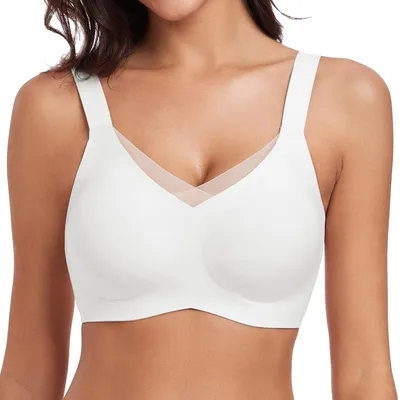 Imagen del producto de Sujetador sin aros - Bralette acolchado - Sujetador push-up de malla - Sujetador suave - Sujetador sin costuras y cómodo - Acabado invisible - Ropa interior