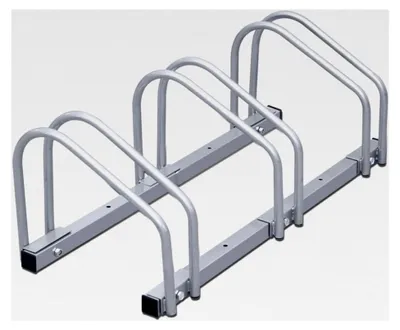 Produktbild von Fahrradständer aus verzinktem Stahl - Halter für 3 Fahrräder mit Reifenbreite 35-55 mm und 32 cm Radabstand - Boden- oder Wandmontage - platzsparend