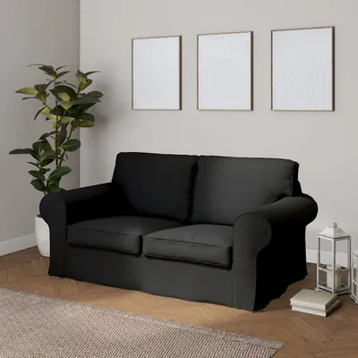 Produktbild von Dekoria Bezug für Ektorp 2-Sitzer Sofa nicht ausklappbar, schwarz, Sofabezug für  Ektorp 2-Sitzer nicht ausklappbar
