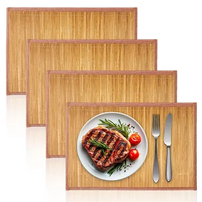 4 Bambus-Tischsets 45×30 cm, hitzebeständig, waschbar, aufrollbar