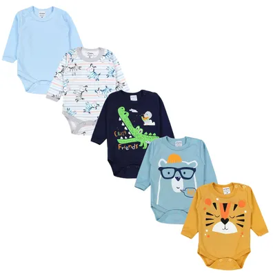 Produktbild von TupTam Jungen Baby Body Langarm Unifarben 5er Pack, Farbe: Farbenmix 9, Größe: 104