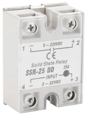 SSR-Halbleiterrelais SSR-25 DD 25A, 3-32VDC Eingang, 5-220VDC Ausgang