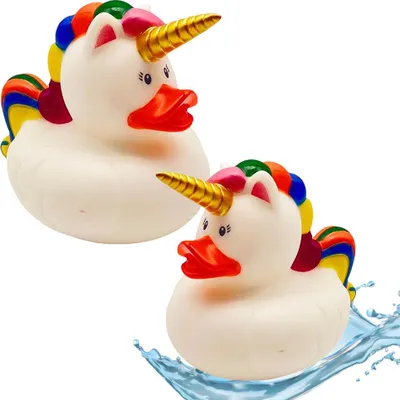 Obrázek produktu pro Duckie Jednorožec – koupací hračka s duhovou hřívou a ocasem, bílá