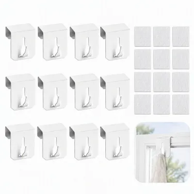 Fensterhaken, 10 Stück, Klemmhaken, weiß, ohne Bohren