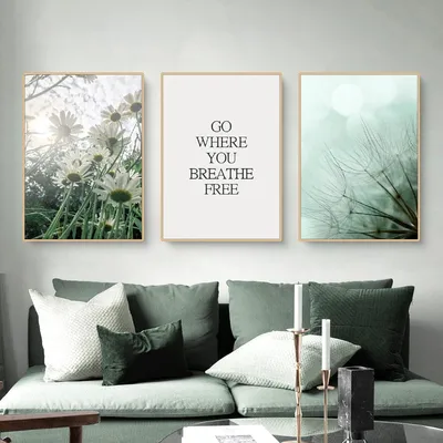 Produktbild von 3-teiliges Poster Set Aesthetic See Wald Blume Bilder Moderne Wandbilder 30x40cm