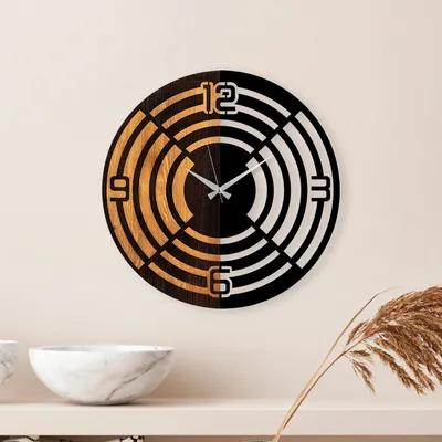 Immagine prodotto di Opviq, Legno- TNL1160, colore noce, nero, orologi da parete, 100% legno (spessore: 3 cm) / metallo