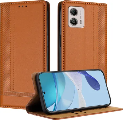 Produktbild von Handyhülle für Motorola Moto G13 G53 Leder Flip Klappbare Schutzhülle mit Standfunktion Braun