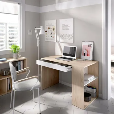Immagine prodotto di Dmora Scrivania Arianella 50x115x74h cm Bianco, Modulabile 4 Vani