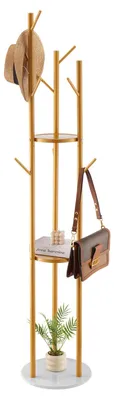 Image de VEVOR Portemanteau 340x340x1700 mm, portemanteau avec socle en pierre de quartz & 9 crochets, porte-veste en forme d'arbre pour entrée, bureau, salon, cintre pour manteau, chapeau, écharpe, sac