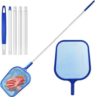 Produktbild von Schwimmbad Räumermaschine - 150 cm, verstellbar, feinmaschig, mit Silikonhandschuhen und Schwamm