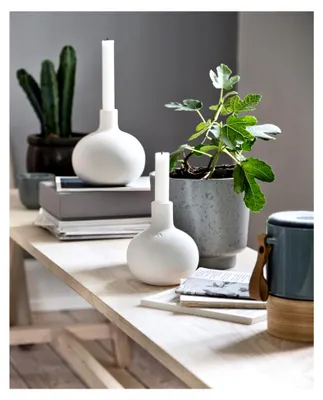Produktbild von Kähler, Designer Kerzenständer aus Irdengut in Weiß, 13,5 cm