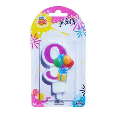 Produktbild von Geburtstagskerze „9“ mit Luftballons – GoParty