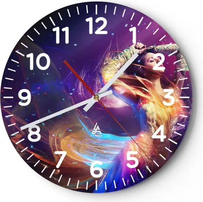 Produktbild von Wanduhr - Rund - Glasuhr - Schönheit Disco Mode Make-up - 30x30cm - Schleichendes Uhrwerk - Lautlos - zum Aufhängen bereit - Dekoration Modern - Wanddekoration aus Glas - C4AR30x30-2143