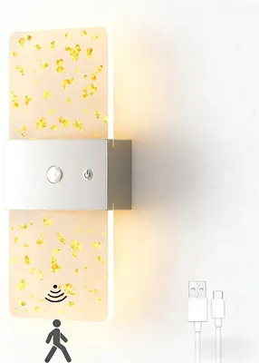 Produktbild von LED Wandleuchte mit Sensor – Doppelkopf, USB Aufladbar, Acryl, Dimmer Schalter 3000K/4500K/6500K