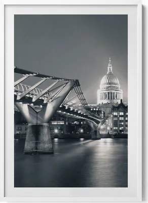 Produktbild von Schwarz-weißes Stadtbild– Wandbild mit Rahmen – Gerahmtes Bild  – Wanddekoration – 70x100 cm –  Weiß Rahmen