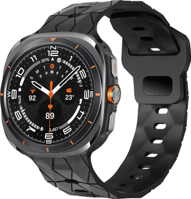Produktbild von Bandz Silikonband 'Hexagons' mit Schnallenverschluss - passend für die Samsung Galaxy Watch Ultra / Ultra 2025 (schwarz)