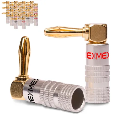 Produktbild von Bananenstecker 90° gewinkelt vergoldet 28x Stecker NEXMEX Winkel Steckverbinder