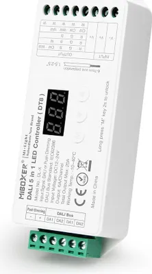 Produktbild von MiBoxer DL-X DALI 5-in-1 LED-Controller DT8 – Konstantspannung, 12–24 V DC, 6 A/Kanal, max. 20 A