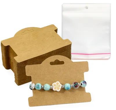 Image de 100 cartes d'affichage avec pochettes pour bijoux - Bracelets, colliers, boucles d'oreilles