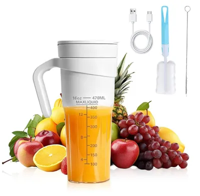 Tragbarer Smoothie-Mixer 470 ml USB Mini To Go mit Licht, Weiß