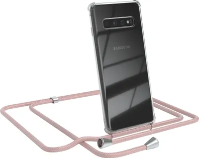 Produktbild von EAZY CASE Handykette kompatibel mit Samsung Galaxy S10, Handyhülle mit Umhängeband, Handykordel, Schutzhülle Clear, Band in Rosa