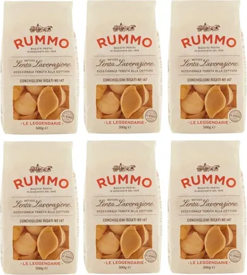 Produktbild von 6er-Pack Rummo Pasta Conchiglioni Rigati N°147,Italienische Nudeln aus Hartweizengrieß,Italienische Pasta 500g