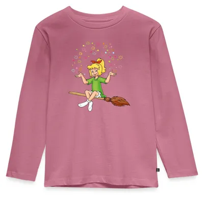 Produktbild von Spreadshirt Bibi Blocksberg Sitzt Auf Kartoffelbrei Kinder Premium Langarmshirt, 98/104 (2 Jahre), Mauve