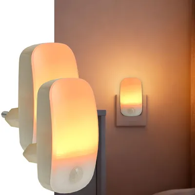 Produktbild von 2er-Set LED Nachtlicht Stecker mit Bewegungsmelder & Dämmerungssensor, Steckdosen-Orientierungslicht, 11 Lm Warmweiss, für Flur, Treppe & Kinderzimmer