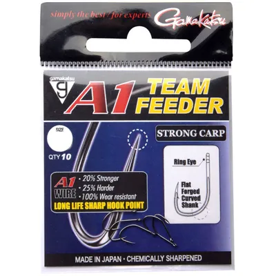 Produktbild von Gamakatsu A1 Team Feeder Hooks Strong Carp - 10 Feederhaken, Größe:12