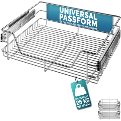 Immagine prodotto di CASARIA® 2x Cestello Estraibile Sottolavello 60cm 20kg Cassetto Telescopico Metallo Guide Scorrevoli Cucina Cestelli Cucina Cassetti Estraibili