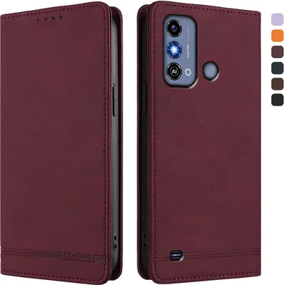 Image de Etui pour ZTE Blade A53, étui rétro en cuirPolyuréthaneavec support et fentes pour cartes de crédit Rouge