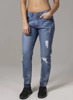 Produktbild von Urban Classics Damen Hose Ladies Boyfriend Denim Pants Black Washed-27
