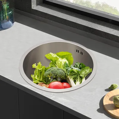 Produktbild von runde Waschbecken Küchenspüle spüle Waschbecken  Küche Silber 41cm
