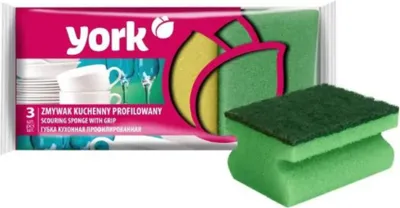 Produktbild von Schwamm York 031010, Schwamm für Geschirr, ergonomisch, 9x7x4,3 cm Pack. 3 Stk.