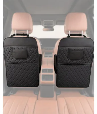 Produktbild von Rückenlehnenschutz Auto Kinder 2er Set Kunstleder Trittschutz Organizer Schwarz 47x67,5cm