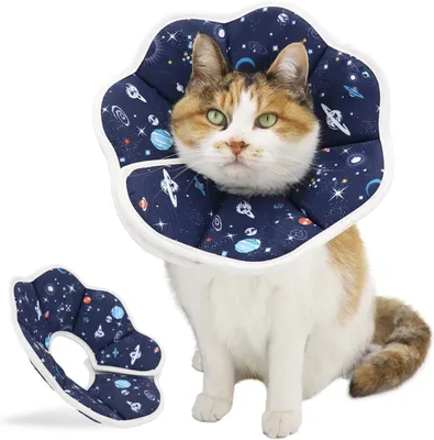 Produktbild von Katzen Schutzkragen S - Verstellbarer OP-Kragen für Katzen - Bissschutz Halskrause - Schutzkragen für Katzen und kleine Hunde - Dunkelblau