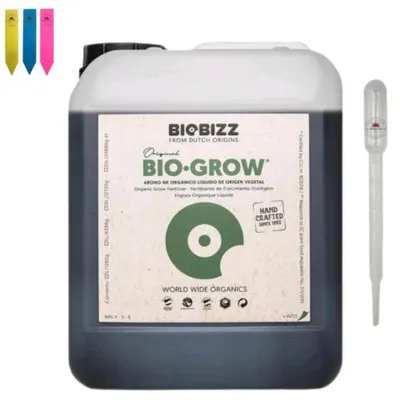 Obrázok produktu pre BioBizzGrow 5 l - organické tekuté hnojivo pre rastovú fázu vrátane dávkovacej pipety a 3 štítkov na rastliny