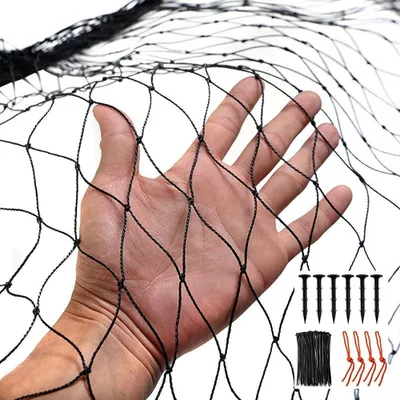 Obrázok produktu pre Ochranná sieť proti vtáctvu 7.5 m x 15 m, tkaná, čierna, nylon, UV odolná, pre záhradu