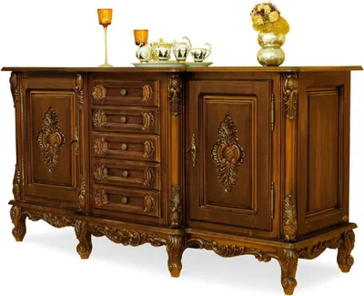 Produktbild von Casa Padrino Luxus Barock Sideboard Braun - Prunkvoller Massivholz Schrank mit 5 Schubladen und 2 Türen - Luxus Möbel im Barockstil - Barock Möbel - Edel & Prunkvoll