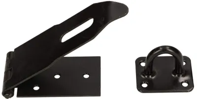 Productafbeelding van KOTARBAU® Overval, verschillende maten, overvalscharnier, overval, pantsergrendel, deurslot, veiligheidsoverval, gepoedercoat, zwart, haaspe, recht (120 mm)