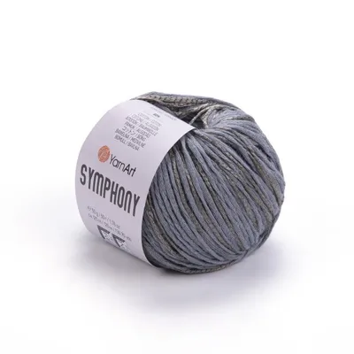 Produktbild von YarnArt Symphony Garn 2108, Grau, 80% Baumwolle, 50g, 125m, glänzend