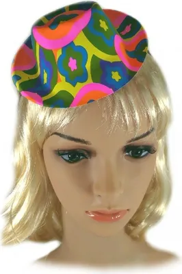 Flower Power Mini Hut bunt Unisex Kostüm-Zubehör Fasching Karneval Hippie Mottoparty