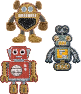 Produktbild von Lässig Textil-Sticker (3 Stk) - Schul Set Unique, Stick on Robots