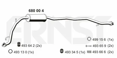 Produktbild von ERNST 680004 Mittelschalldämpfer Schalldämpfer für HONDA Jazz II Schrägheck (GD, GE3, GE2)