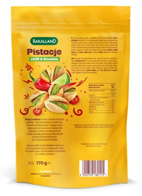 Zdjęcie produktu dla Bakalland Pistacje prażone Chilli&Lime 170g