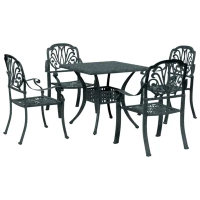 Image de vidaXL Ensemble de salle à manger de jardin 5 pièces en aluminium moulé vert