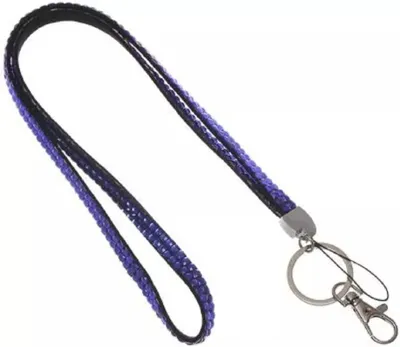 Produktbild von 1x DUNKELBLAU Schlüsselband Umhängeband Lanyard 10mm Karabinerhaken Ausweise Autoschlüssel Zugangskarten Strass Steine Bling Rhinestone