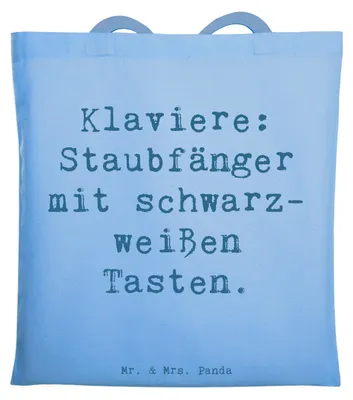 Produktbild von Mr. & Mrs. Panda Stoffbeutel Spruch Klavier Staubfänger - Sky Blue - Geschenk, Musical, Klavierspieler, Tasteninstrument, Lernen, Musik, Tasche, Konzert, Musiker